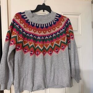 Maurices Multicolor Patterned Crew Neck Sweater